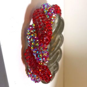 Red white and silver stone hinged bracket